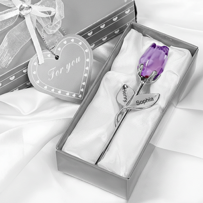 Personalized Engraved Crystal Rose Gift Box – Custom Name Valentine’s Day Gift