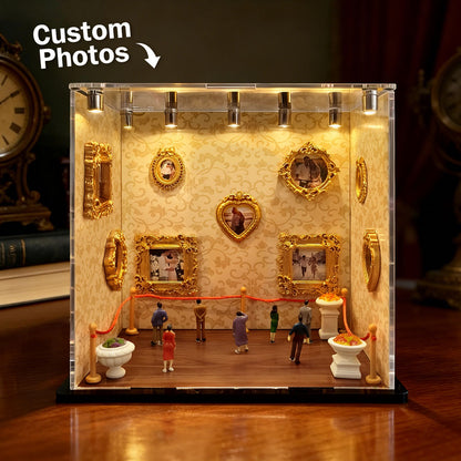 MadeMine Museum of Us transparent mini DIY museum for personalized gifts, featuring customizable display with small photo and memorabilia.