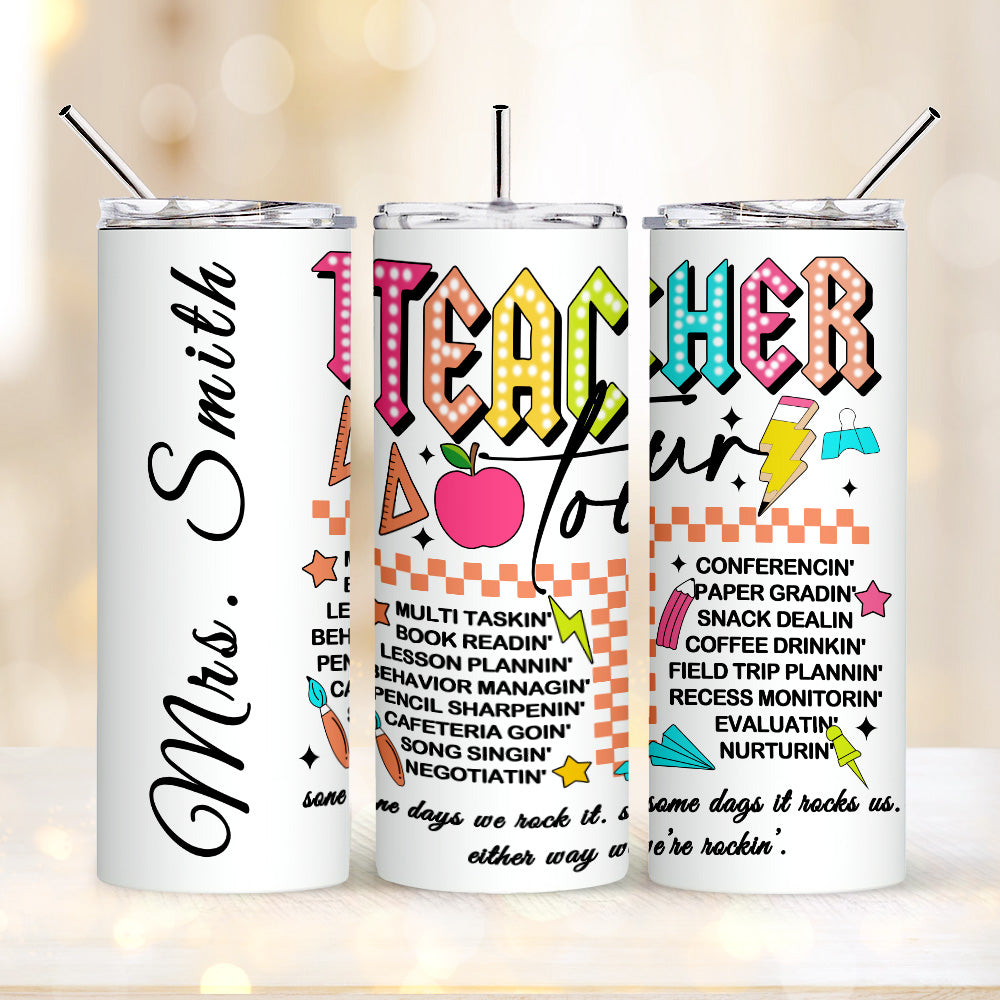 Personalized Teacher Appreciation Tumbler – 20oz Skinny with Lid & Straw