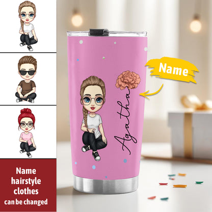 Personalized Cute Cartoon Birth Flower Water Cup Personalized Tumbler Cup Birthday Back to School Gift