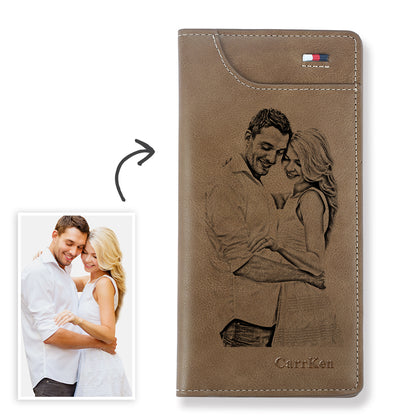 Cartera de cuero PU personalizada con foto y nombre grabado – Regalo de cumpleaños y Día del Padre