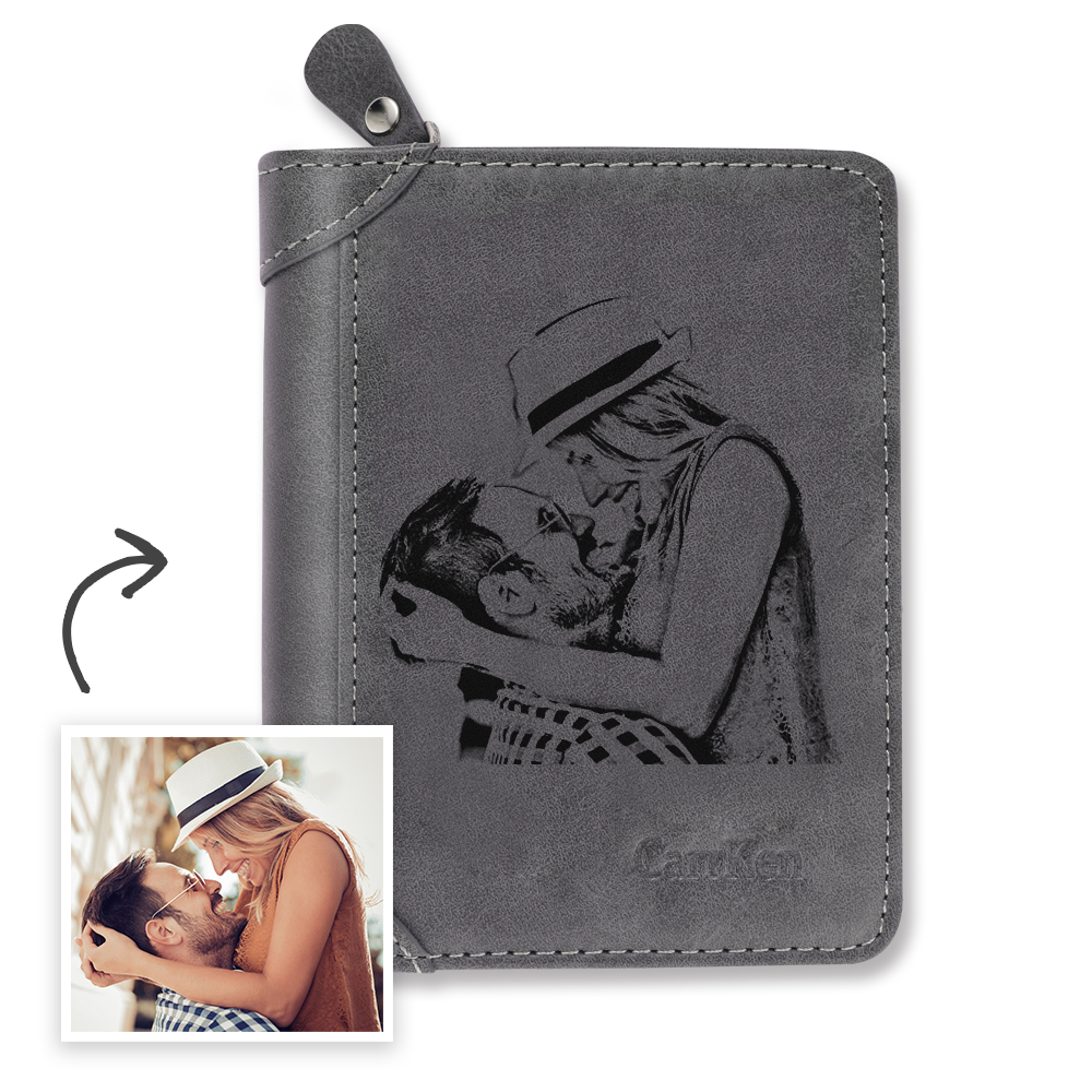 Custom Photo & Engraved PU Leather Wallet – Birthday & Father’s Day Gift