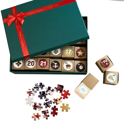 Calendario de Adviento con foto personalizado, rompecabezas navideño, rompecabezas de cuenta regresiva para Navidad, juguete
