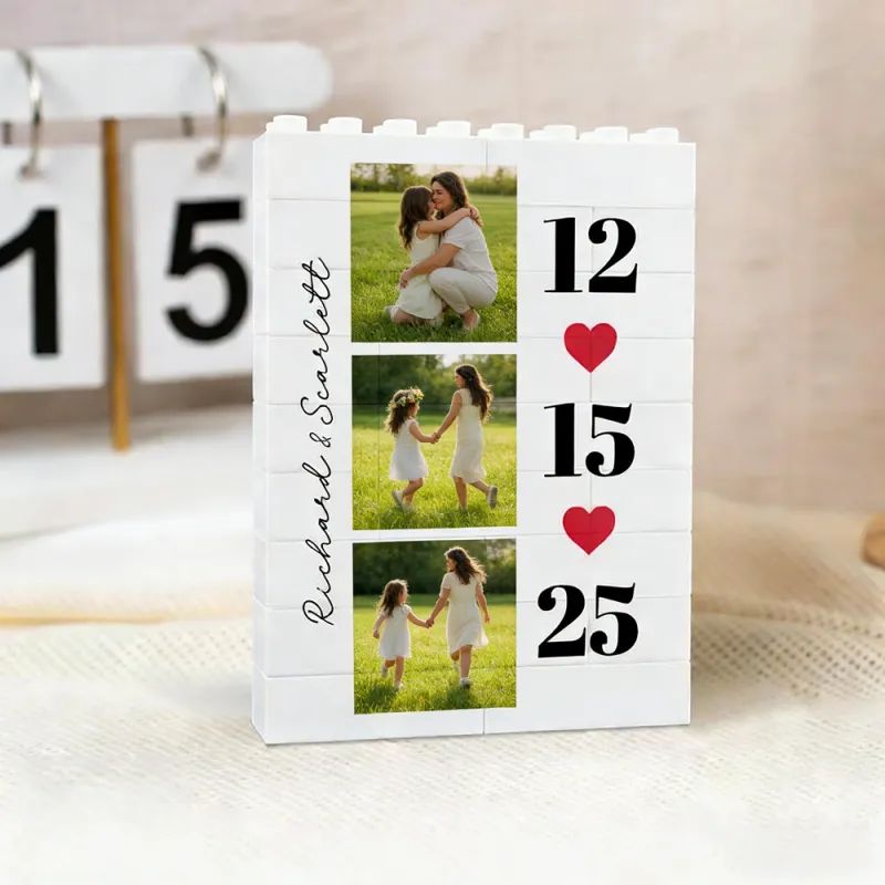MadeMine personalized photo brick puzzle frame showcasing a custom photo, perfect for Father’s Day gift for dad.