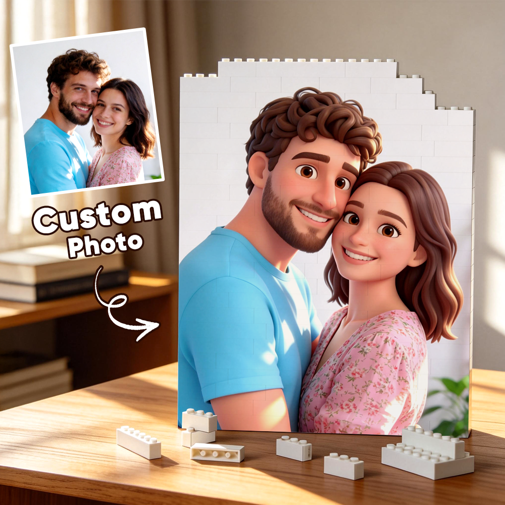 Personalized photo brick puzzle frame by MadeMine, showcasing a custom photo gift perfect for Father's Day.