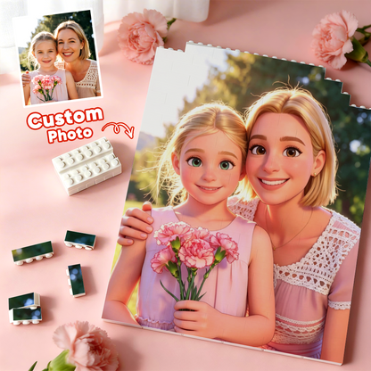 Personalized photo brick puzzle frame by MadeMine, suitable for Father’s Day gift, featuring a custom photo and decorative brick design.