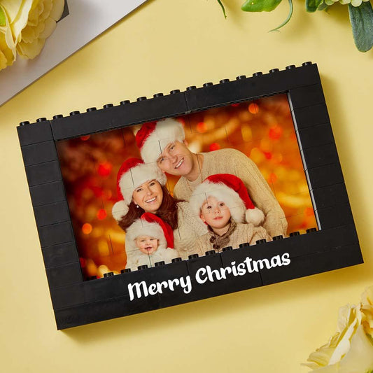 Custom Text Black Building Block Photo Frame – Birthday & Christmas Gift (Frame Only, Insert Your Own Photo)