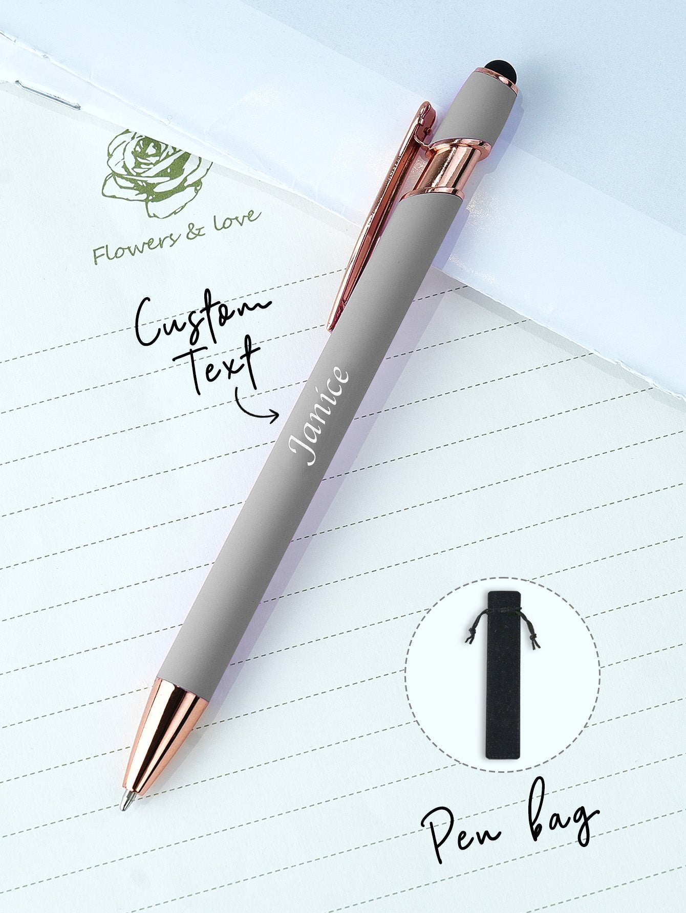 Custom Name Multifunction Ballpoint Pen with Drawstring Pouch Back to School Gift Birthday Gift Teacher