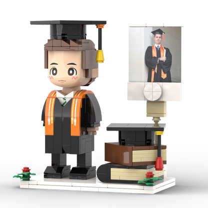 Full Body Customized 1 Person Brick Figures with Photo Graduation Season Theme Graduation Gift