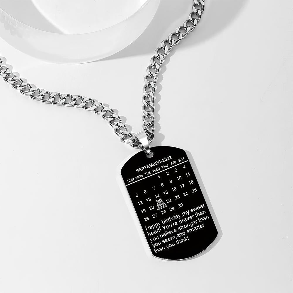 Custom Photo Pendant Necklace with Engraved Words and Date