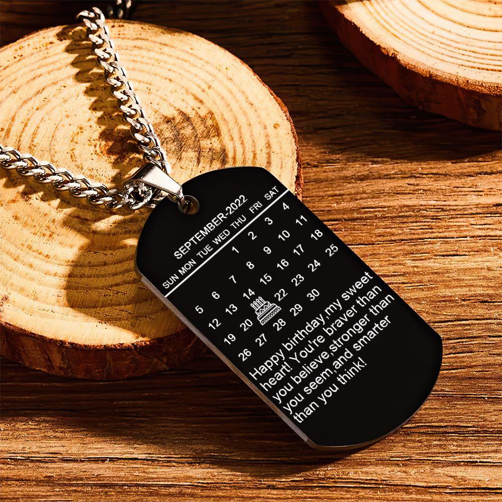 Custom Photo Pendant Necklace with Engraved Words and Date