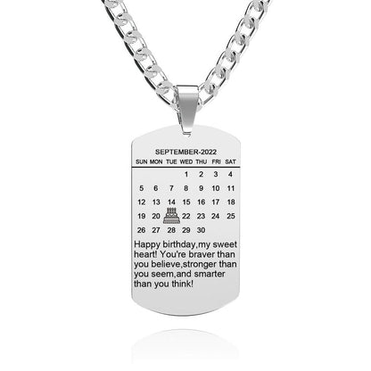 Custom Photo Pendant Necklace with Engraved Words and Date