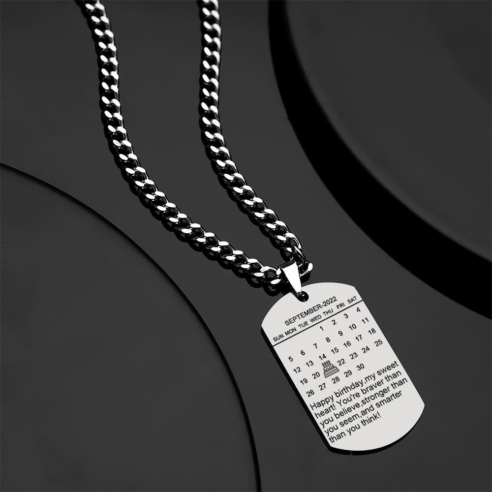 Custom Photo Pendant Necklace with Engraved Words and Date