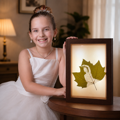 Personalized Photo on a Real Leaf – LED Light-Up Frame | Custom Nature Gift