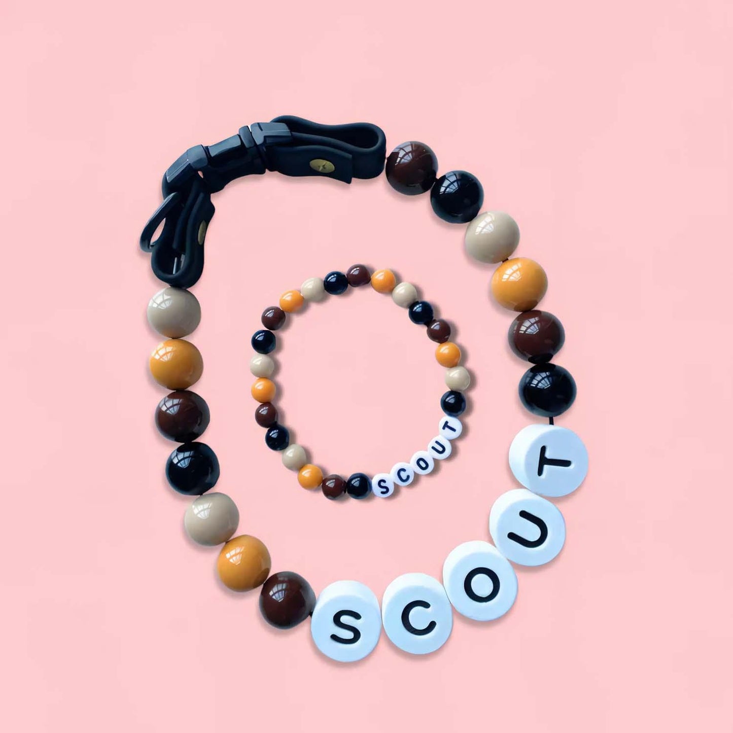 Personalized pet name necklace with matching bracelet from MadeMine featuring custom engraved pet names and stylish jewelry design.
