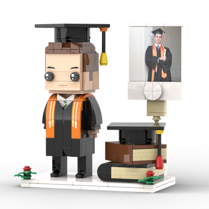 Full Body Customized 1 Person Brick Figures with Photo Graduation Season Theme Graduation Gift