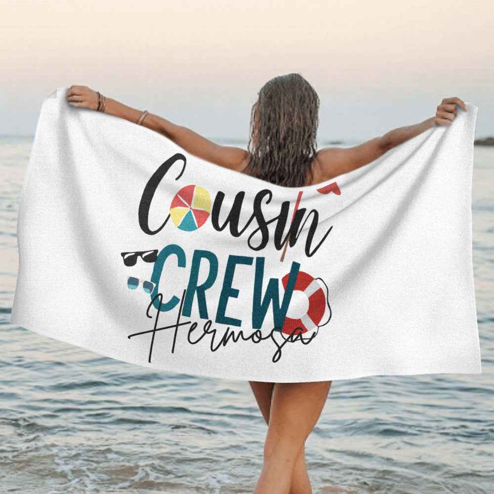 Custom Cousin Crew Beach Towel with Name – Personalized Family Outing Gift