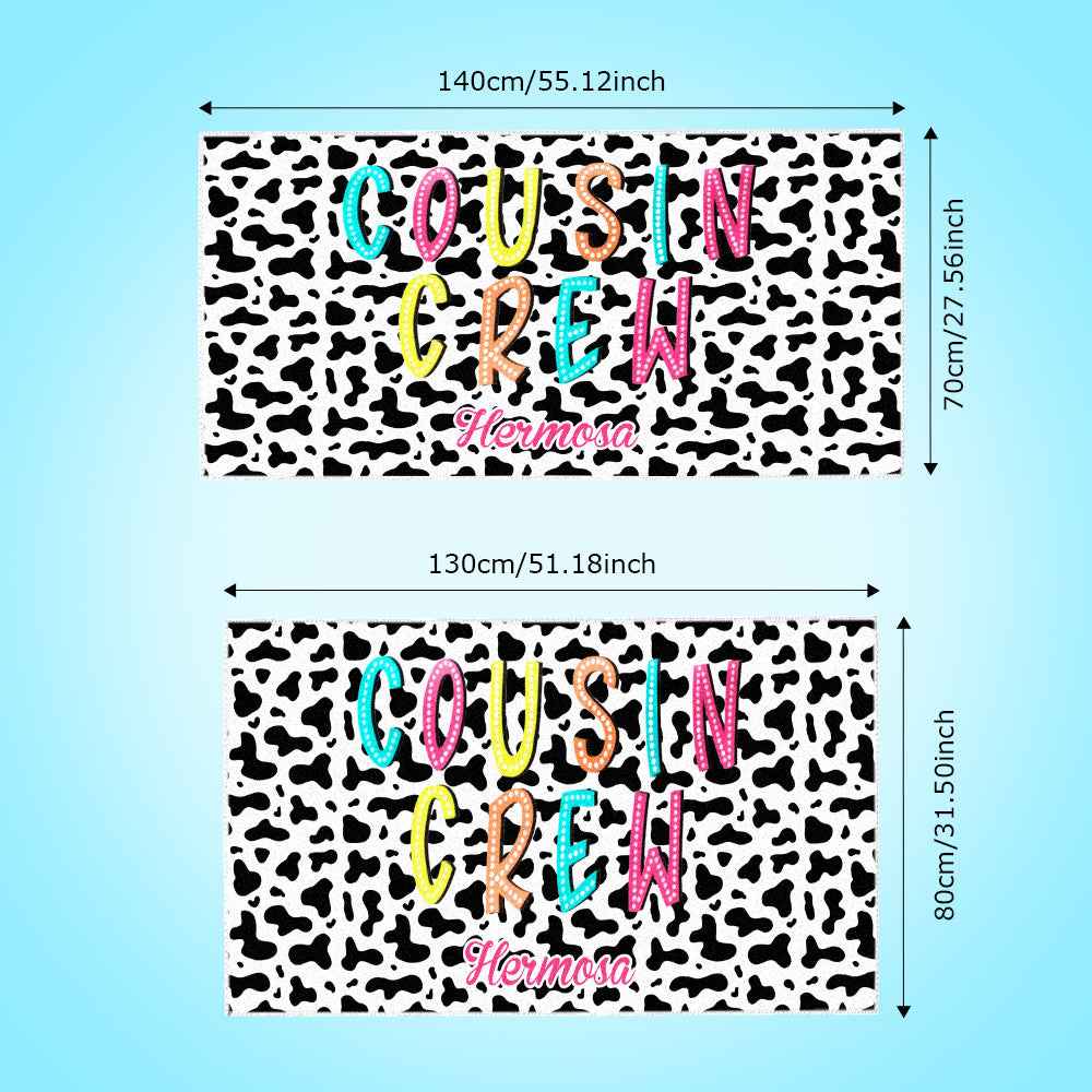 Custom Cousin Crew Beach Towel with Name – Family Reunion Personalized Gift