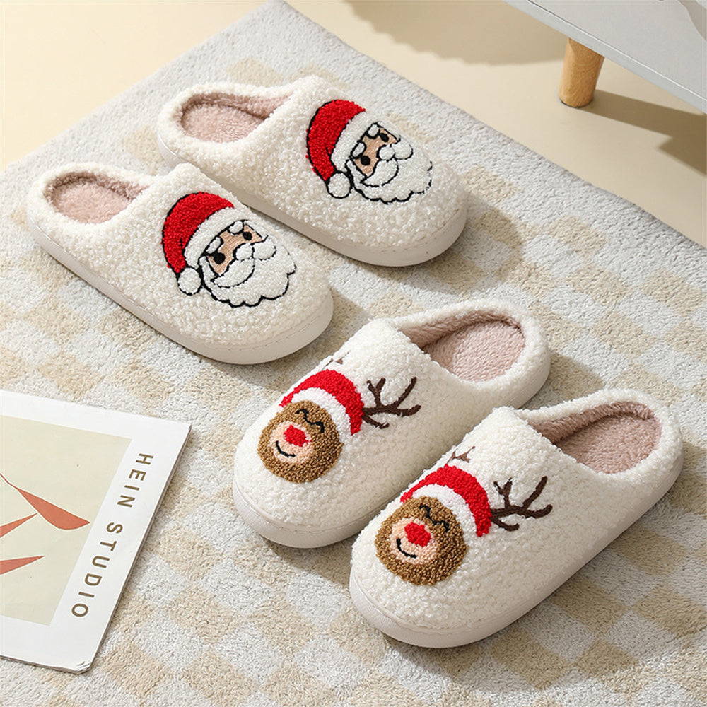 MadeMine Christmas gingerbread man slippers featuring Santa Claus design, cozy cotton home footwear.