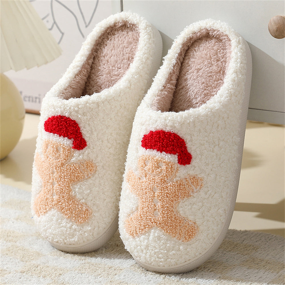 MadeMine Christmas Gingerbread Man slippers featuring Santa Claus design, cozy cotton home footwear with festive holiday charm.