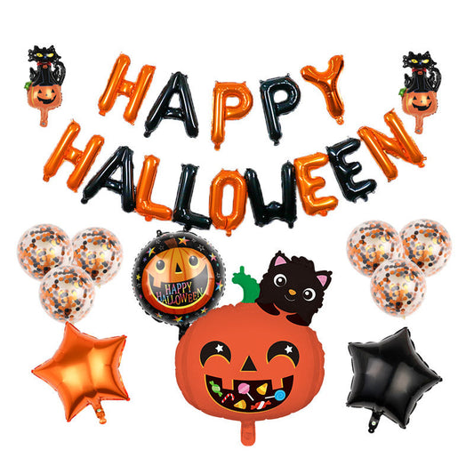 MadeMine Halloween balloon kit with "Happy Halloween" banner and themed decorations for Halloween party celebrations.