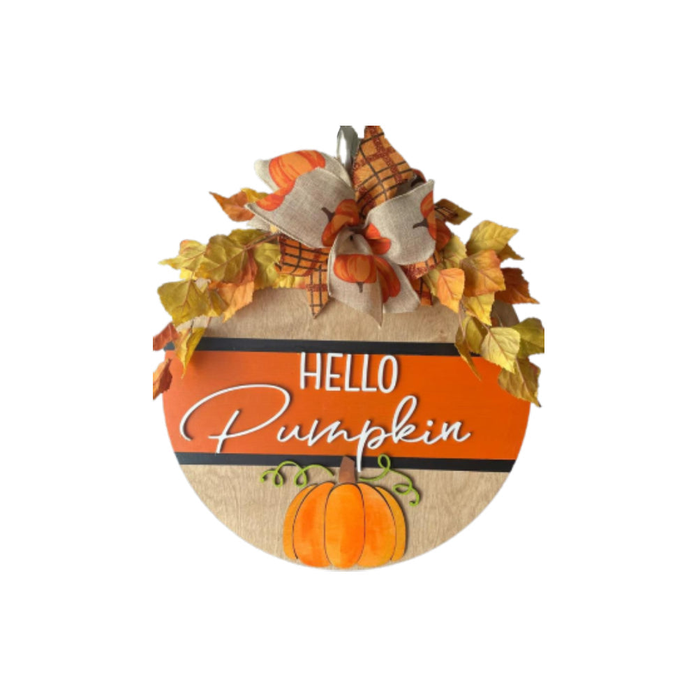Fall Welcome Sign for Front Door Hello Pumpkin Farmhouse Wreath Porch Decor Hanging Decoration Gifts