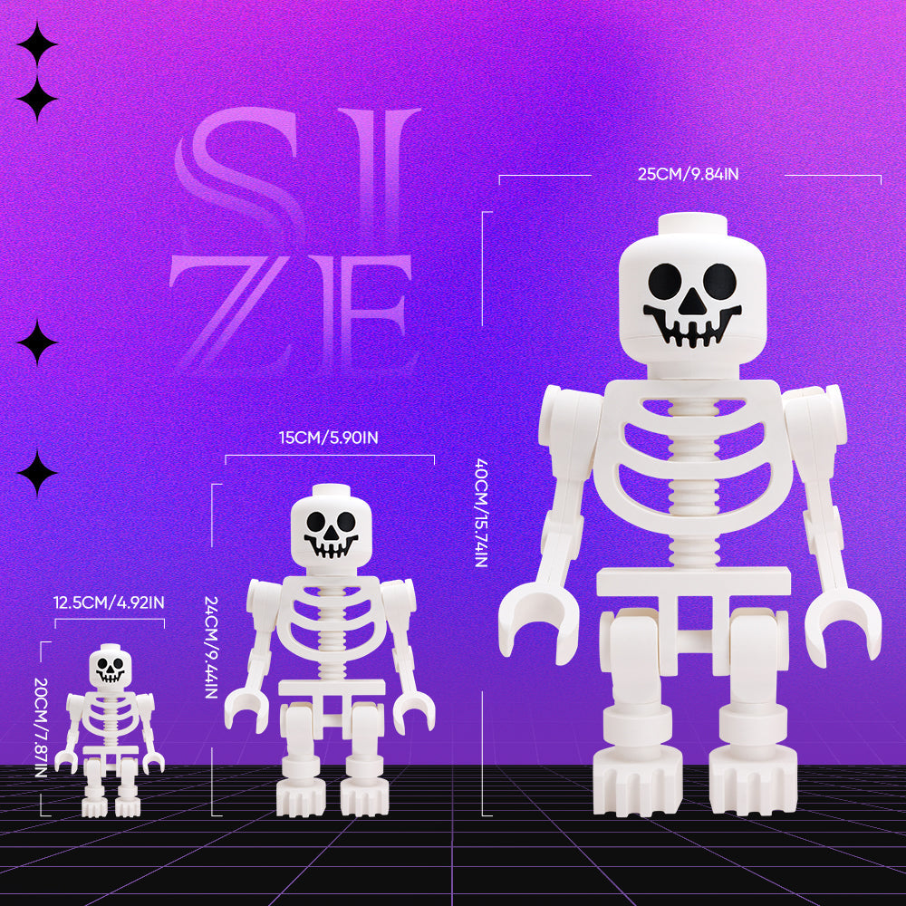 MadeMine 3D printed giant white skeleton figure, whimsical home decor and gift for figure lovers, perfect for personalized decoration.