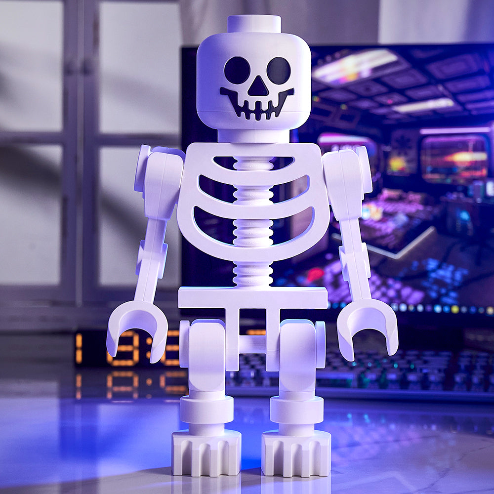 Large white 3D-printed skeleton figure from MadeMine, perfect as a whimsical home decor or gift for figure lovers.