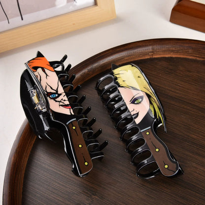 Halloween Clown Ghost Face Hair Clip Back Of The Head Hair Clip Shark Hair Clip Headdress Hairpin Ladies Halloween Gift