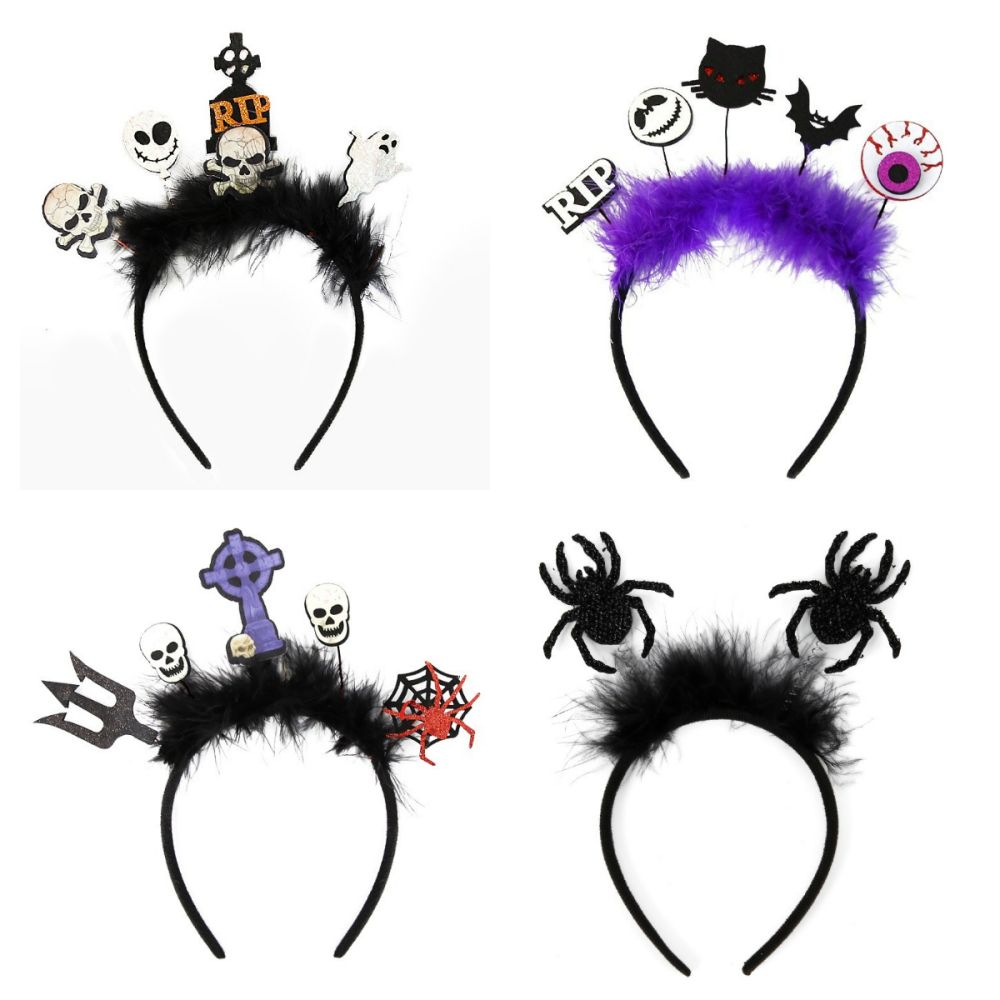 4 Diademas de Halloween, Aros para el Pelo de Halloween, Accesorios para el Pelo para Niñas