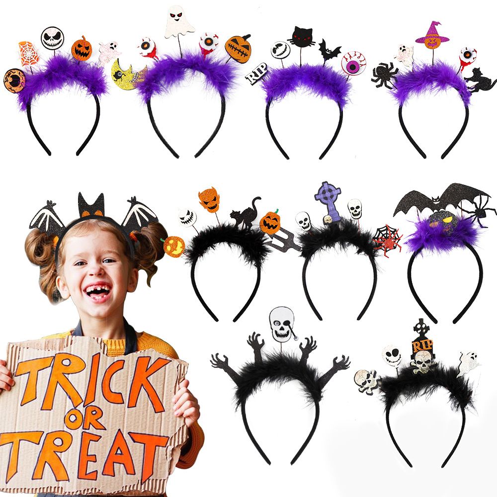4 Diademas de Halloween, Aros para el Pelo de Halloween, Accesorios para el Pelo para Niñas