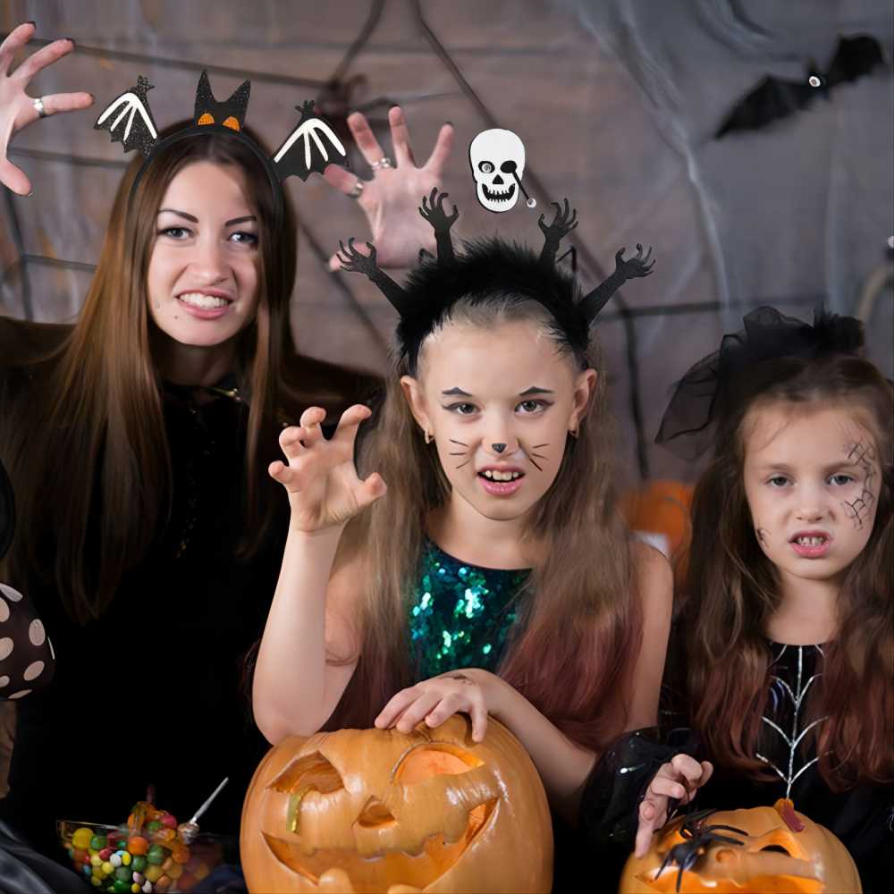 4 Diademas de Halloween, Aros para el Pelo de Halloween, Accesorios para el Pelo para Niñas