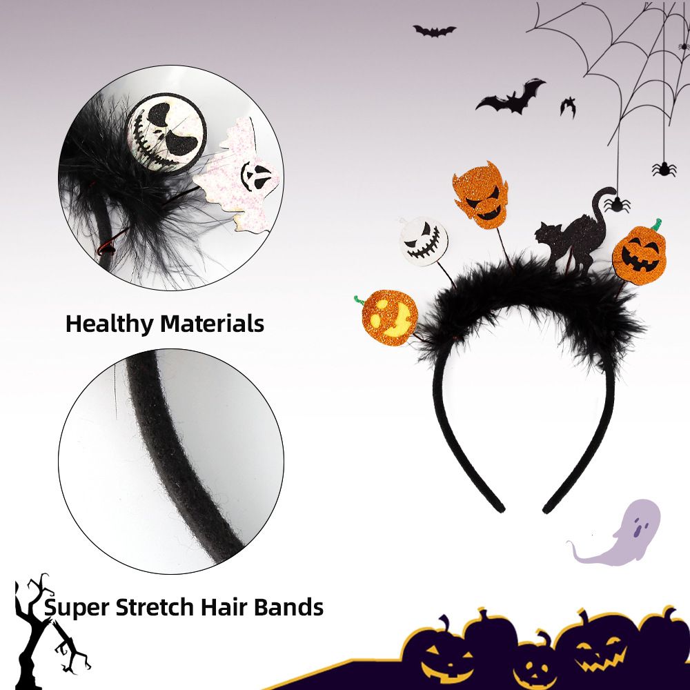 4 Diademas de Halloween, Aros para el Pelo de Halloween, Accesorios para el Pelo para Niñas