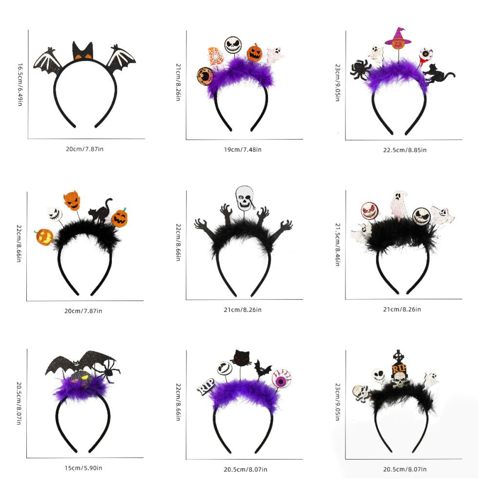4 Diademas de Halloween, Aros para el Pelo de Halloween, Accesorios para el Pelo para Niñas