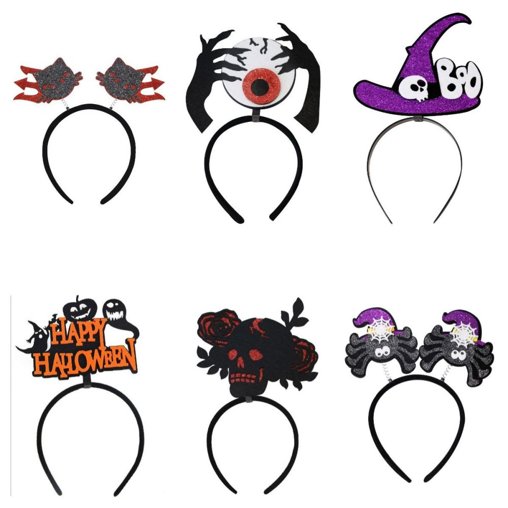 6 Diademas de Halloween, Aros para el Pelo de Halloween para Suministros de Fiesta, Decoración de Cosplay