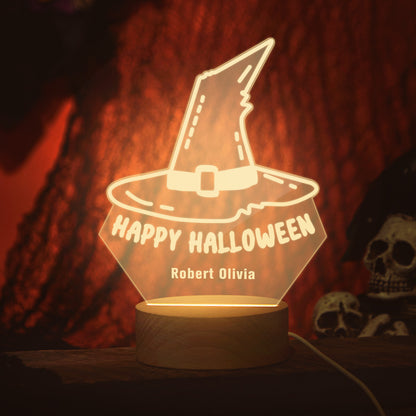 Luz Nocturna Cálida Acrílica de Halloween con Foto Personalizada y Nombre – Regalo de Halloween Personalizado