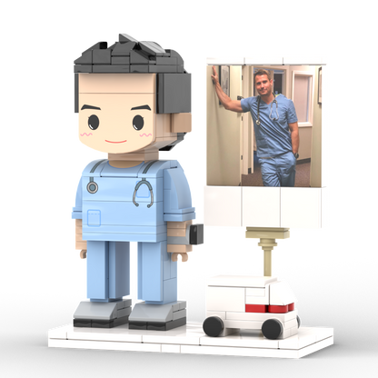 Full Body Customized 1 Person Brick Figures with Photo Doctor Theme Gift Birthday Gift Valentines Gift Father's Day Gift