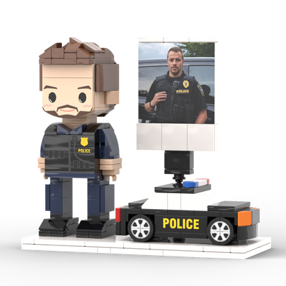 Full Body Customized 1 Person Brick Figures with Photo Police Theme Gift Birthday Gift Valentines Gift Father's Day Gift