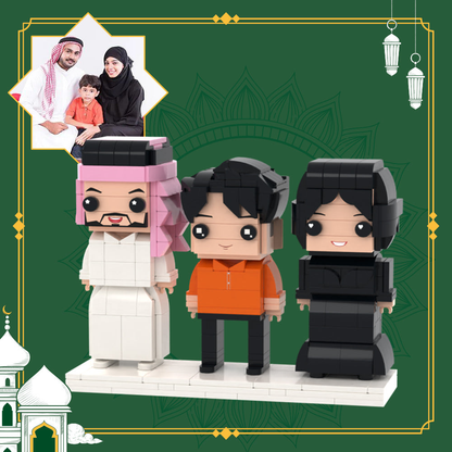 Building Blocks Family Portrait Full Body Customizable 3 People 