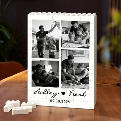 Personalized MadeMine Photo Bricks Frame for Dad, featuring custom engraved photo keepsake for Father's Day gift.