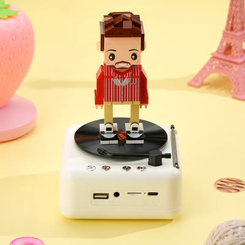 Custom Full-Body Brick Figure – 1 Person with Bluetooth Speaker Base