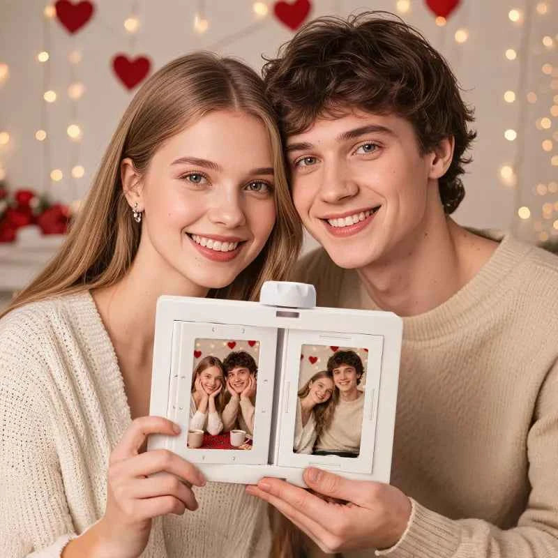 Personalized Rotating Photo Frame Carousel Custom Photo Desktop Photo Reel Flip & Spin Photo Box