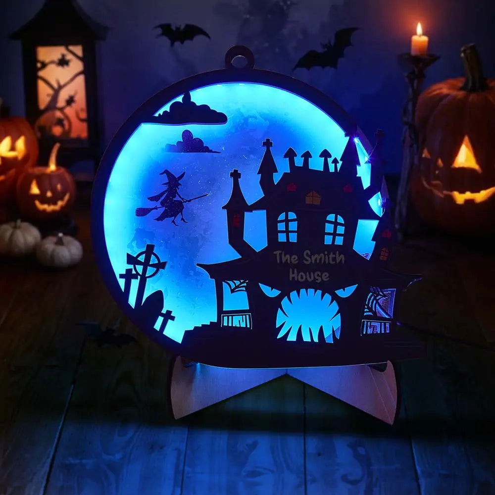 Luz de Halloween personalizada con nombre, decoración para el hogar, lámpara de noche para Halloween, regalo de Halloween.