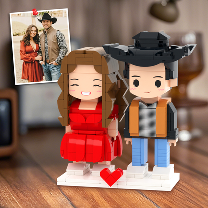 Customizable Fully Body Brick Figures by MadeMine featuring 1-4 people, personalized with unique details and vibrant colors.