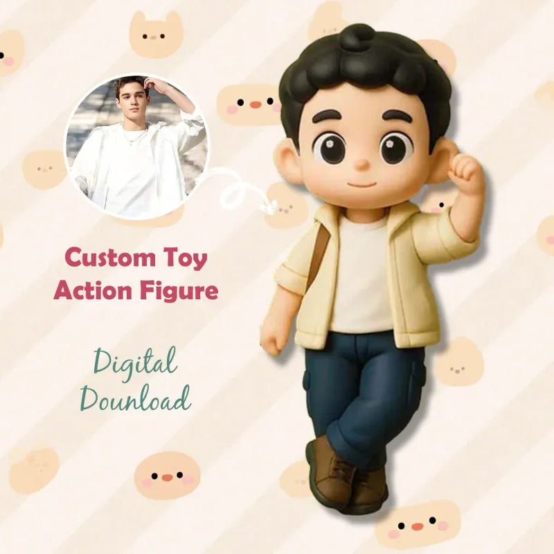 Custom 3D mini figure from photo by MadeMine, personalized toy gift for kids, featuring a 1-person 3D mini figure with detailed facial features.