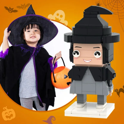 Figuras de ladrillo personalizadas de cuerpo completo para 1 persona, bloques de partículas pequeñas, figuras de ladrillo de pequeño mago, regalos de Halloween.