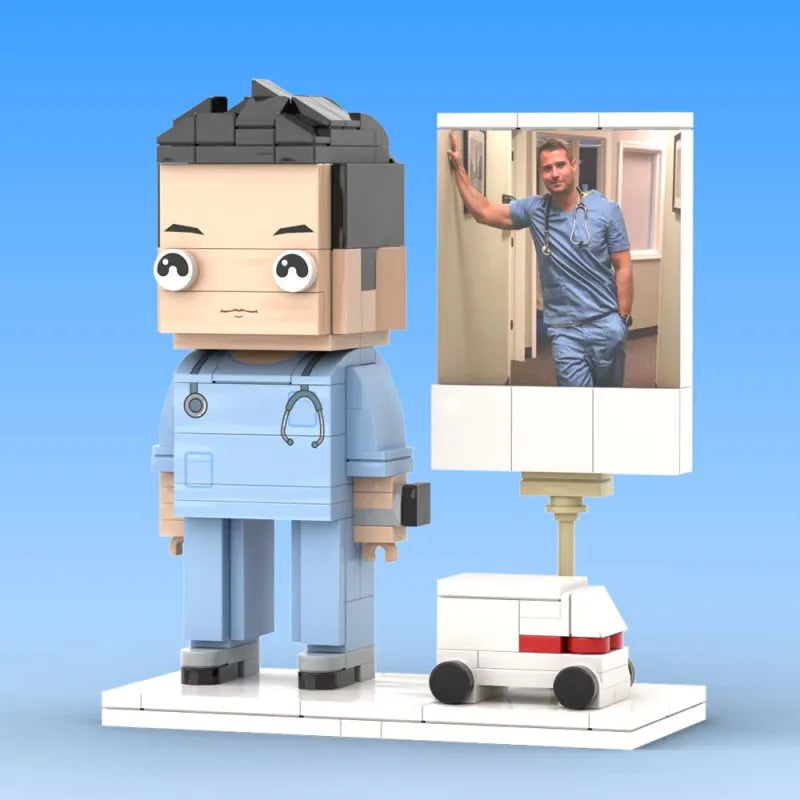 Full Body Customized 1 Person Brick Figures with Photo Doctor Theme Gift Birthday Gift Valentines Gift Father's Day Gift