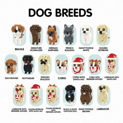 Custom Full-Body Cute Brick Figures of 5 People and 1 Dog