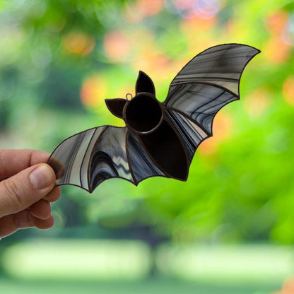 Adorno de murciélago de cristal para ventana – Decoración elegante de Halloween y regalo único.