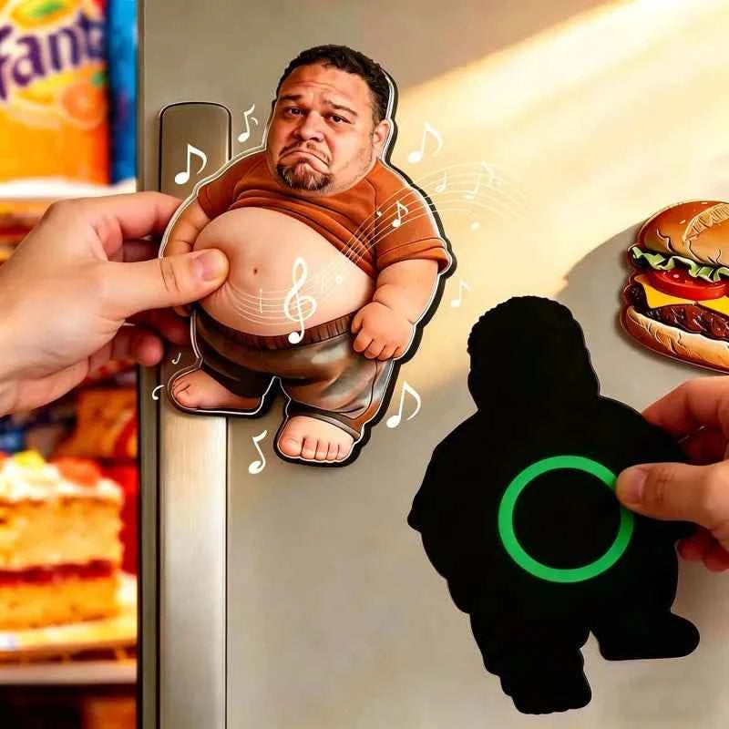 Personalized Squishy Photo&Music Fridge Magnet – Custom Photo Character Squeeze Belly Magnet with Built-in Sound, Funny Gift for Family & Co